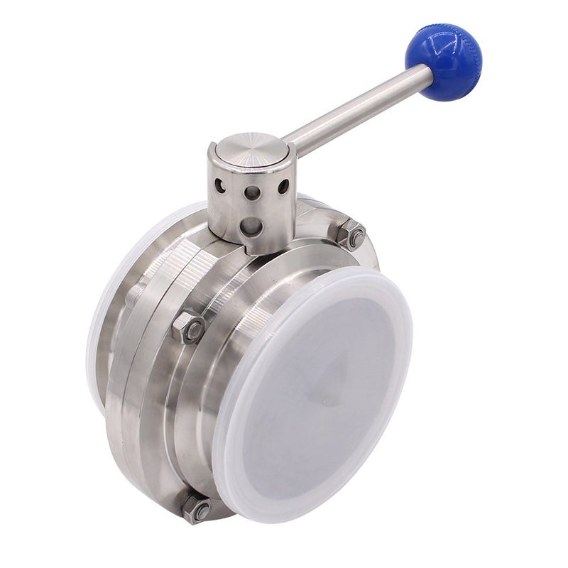 DERNORD Sanitary Butterfly Valve with Pull Handle Stainless Steel 304 Tri Clamp Clover (4" Tube OD) - Image 1
